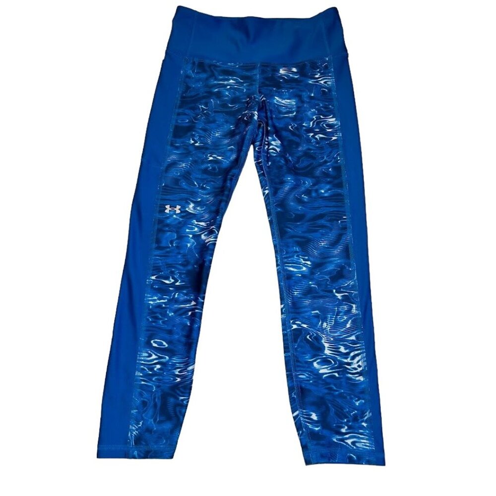Under Armour HeatGear Compression Leggings Blue Water Pattern Women's‎ Size M